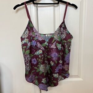 Free People Intimately Floral Satin Strapless V Neck Camisole Top